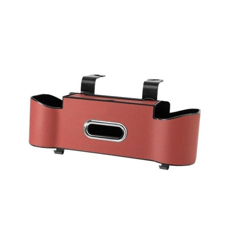 Red（1 pack） Multifunctional Car Seat Back Organizer - Nappa Leather Tissue Box Holder with Cup Holders and Hooks, Adjustable Rear Storage Rack for Road Trips In Australia - Darrahopens