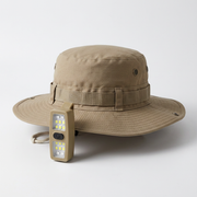 Khaki Outdoor Sun Protection and Safety Light Bundle - Foldable Polyester Bucket Hat with Wide Brim and Adjustable Chin Strap plus Rechargeable Mini Clip LED Safety Light for Hiking Camping Night Running In Australia - Darrahopens