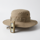 Khaki Outdoor Sun Protection and Safety Light Bundle - Foldable Polyester Bucket Hat with Wide Brim and Adjustable Chin Strap plus Rechargeable Mini Clip LED Safety Light for Hiking Camping Night Running In Australia - Darrahopens