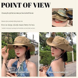 Green Outdoor Sun Protection and Safety Light Bundle - Foldable Polyester Bucket Hat with Wide Brim and Adjustable Chin Strap plus Rechargeable Mini Clip LED Safety Light for Hiking Camping Night Running
