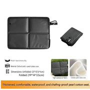 2 Pack Black Portable Foldable Outdoor Seat Cushion - Waterproof Oxford Cloth with Pearl Cotton Core, Lightweight 88g Design, Carabiner Clip for Hiking Camping Picnic Travel