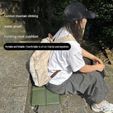 2 Pack Green Portable Foldable Outdoor Seat Cushion - Waterproof Oxford Cloth with Pearl Cotton Core, Lightweight 88g Design, Carabiner Clip for Hiking Camping Picnic Travel