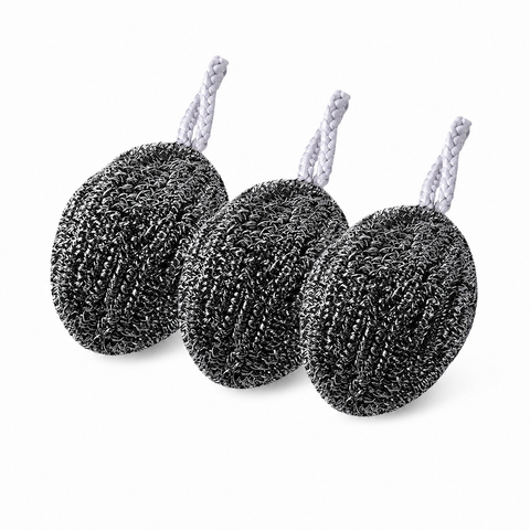 3 Pack Stainless Steel Scouring Pad with Hanging Loop - Heavy Duty Kitchen Scrubber for Pots Pans Sinks, Rust Resistant Spiral Woven Design, 30g Durable Cleaning Ball In Australia - Darrahopens