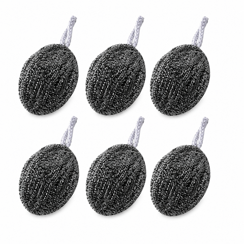 6 Pack Stainless Steel Scouring Pad with Hanging Loop - Heavy Duty Kitchen Scrubber for Pots Pans Sinks, Rust Resistant Spiral Woven Design, 30g Durable Cleaning Ball In Australia - Darrahopens