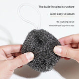 6 Pack Stainless Steel Scouring Pad with Hanging Loop - Heavy Duty Kitchen Scrubber for Pots Pans Sinks, Rust Resistant Spiral Woven Design, 30g Durable Cleaning Ball