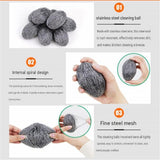 6 Pack Stainless Steel Scouring Pad with Hanging Loop - Heavy Duty Kitchen Scrubber for Pots Pans Sinks, Rust Resistant Spiral Woven Design, 30g Durable Cleaning Ball