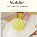 Cactus-shaped nano cleaning brush set with 3 pack green replacement heads and Yellow storage box - PP Material, Non-Scratch Design, Multi-Purpose Kitchen Scrubber for Pots, Pans and Dishes - Space Saving Storage, Easy Grip Ergonomic Shape