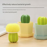Cactus-shaped nano cleaning brush set with 3 pack green replacement heads and Green storage box - PP Material, Non-Scratch Design, Multi-Purpose Kitchen Scrubber for Pots, Pans and Dishes - Space Saving Storage, Easy Grip Ergonomic Shape