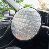 Silvery Reflective Steering Wheel Sun Shade Cover - Universal Fit Aluminum Foil Heat Shield, 43cm Diameter, Prevents Hot Steering Wheel, Easy Install, Foldable for Storage