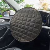 Black Reflective Steering Wheel Sun Shade Cover - Universal Fit Aluminum Foil Heat Shield, 43cm Diameter, Prevents Hot Steering Wheel, Easy Install, Foldable for Storage In Australia - Darrahopens