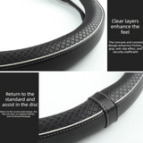 Car Steering Wheel Cover (Gray And White Lines)- Microfiber Leather with Diamond Embossing ,Anti-Slip Inner Ring(38 cm) In Australia - Darrahopens