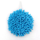 3 Pack Hanging Hand Drying Ball (Blue+White+Gray), Chenille Towel with Sponge Core for Kitchen and Bathroom