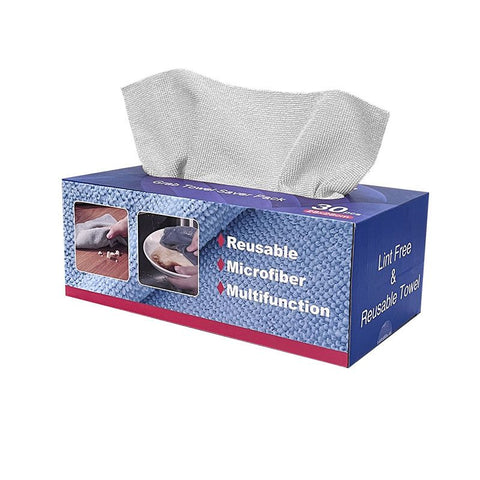 Pull-Out Microfiber Cleaning Cloths, 30 Pack 28 x 28 cm Disposable or Reusable Kitchen Towels, Grey In Australia - Darrahopens
