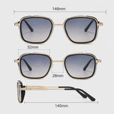 Men's Gold Metal Frame Gray To Pink Lens Sunglasses - Square Retro Style UV400 Protection Fashion Eyewear for Driving Travel and Daily Wear