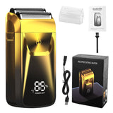 Men's Reciprocating Foil Shaver Basic Set (Gold) - USB Rechargeable Dual Foil Electric Razor with Digital Battery Display and Pop-Up Trimmer for Beard, Head and Travel Grooming In Australia - Darrahopens