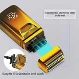 Men's Reciprocating Foil Shaver Upgraded Set (Gold)- USB Rechargeable Dual Foil Electric Razor with Digital Battery Display, Pop-Up Trimmer and Replacement Cutters In Australia - Darrahopens
