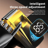 Men's Reciprocating Foil Shaver Upgraded Set (Gold)- USB Rechargeable Dual Foil Electric Razor with Digital Battery Display, Pop-Up Trimmer and Replacement Cutters