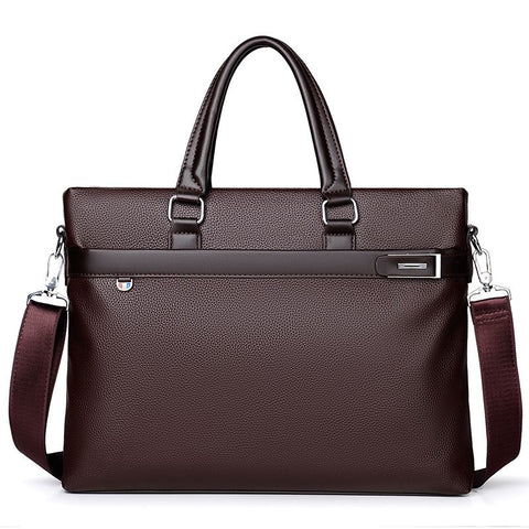 Brown Men's PU Leather Briefcase - Waterproof Laptop Messenger Bag with Adjustable Strap - Large Capacity Business Office Bag for Work and Travel In Australia - Darrahopens