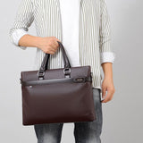 Brown Men's PU Leather Briefcase - Waterproof Laptop Messenger Bag with Adjustable Strap - Large Capacity Business Office Bag for Work and Travel In Australia - Darrahopens