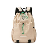 Khaki Sports Drawstring Backpack - Large Capacity Badminton, Yoga Mat and Gym Bag with Racket Holder for Fitness, Outdoor Training, Travel and Daily Use In Australia - Darrahopens