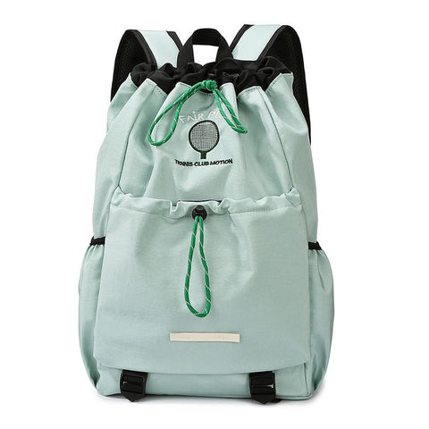 Green Sports Drawstring Backpack - Large Capacity Badminton, Yoga Mat and Gym Bag with Racket Holder for Fitness, Outdoor Training, Travel and Daily Use In Australia - Darrahopens
