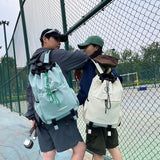 Beige Sports Drawstring Backpack - Large Capacity Badminton, Yoga Mat and Gym Bag with Racket Holder for Fitness, Outdoor Training, Travel and Daily Use In Australia - Darrahopens