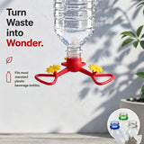 3 Pack Outdoor Bird Water Feeder Attachment(Green with small red flowers) with 3 Water Outlets, Detachable Garden Bird Drinking Station, Reusable Bottle Connector for Backyard Patio Garden Bird Care