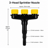 3-Head Adjustable Garden Spray Nozzle - Wide-Area Watering and Mist Sprayer with Stepped Hose Connector for Gardens, Lawns, Orchards and Irrigation In Australia - Darrahopens