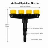 4-Head Adjustable Garden Spray Nozzle - Wide-Area Watering and Mist Sprayer with Stepped Hose Connector for Gardens, Lawns, Orchards and Irrigation In Australia - Darrahopens