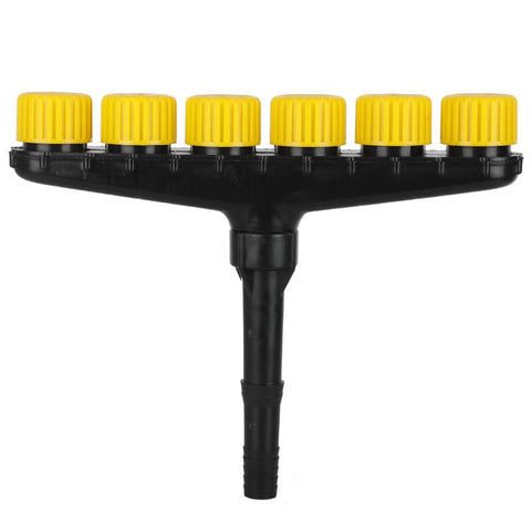 6-Head Adjustable Garden Spray Nozzle - Wide-Area Watering and Mist Sprayer with Stepped Hose Connector for Gardens, Lawns, Orchards and Irrigation