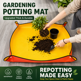 Yellow Waterproof Garden Repotting Mat - 66 x 66 cm Foldable Potting and Transplanting Work Mat with Snap Corners for Indoor Plants, Soil Mixing and Easy Clean-Up