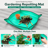 Yellow Waterproof Garden Repotting Mat - 100 x 100 cm Foldable Potting and Transplanting Work Mat with Snap Corners for Indoor Plants, Soil Mixing and Easy Clean-Up