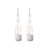 2 Pack Macrame Plant Hanger (White)- 90cm Cotton Rope Hanging Planter Basket with Beads, Boho Home Decor for Indoor Outdoor Plants In Australia - Darrahopens