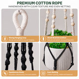 2 Pack Macrame Plant Hanger (White)- 90cm Cotton Rope Hanging Planter Basket with Beads, Boho Home Decor for Indoor Outdoor Plants