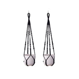 2 Pack Macrame Plant Hanger (Black)- 90cm Cotton Rope Hanging Planter Basket with Beads, Boho Home Decor for Indoor Outdoor Plants