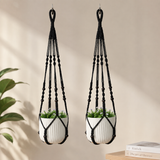 2 Pack Macrame Plant Hanger (Black)- 90cm Cotton Rope Hanging Planter Basket with Beads, Boho Home Decor for Indoor Outdoor Plants In Australia - Darrahopens
