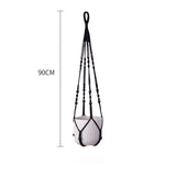 2 Pack Macrame Plant Hanger (Black)- 90cm Cotton Rope Hanging Planter Basket with Beads, Boho Home Decor for Indoor Outdoor Plants