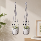 2 Pack Macrame Plant Hanger (Gray)- 90cm Cotton Rope Hanging Planter Basket with Beads, Boho Home Decor for Indoor Outdoor Plants In Australia - Darrahopens