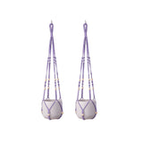 2 Pack Macrame Plant Hanger (Purple)- 90cm Cotton Rope Hanging Planter Basket with Beads, Boho Home Decor for Indoor Outdoor Plants