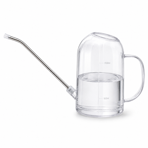 2L Transparent Long Spout Watering Can with Shower Head - Clear Plastic Indoor Plant Waterer for Succulents, Balcony Garden, Precise Watering Tool