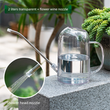 2L Transparent Long Spout Watering Can with Shower Head - Clear Plastic Indoor Plant Waterer for Succulents, Balcony Garden, Precise Watering Tool