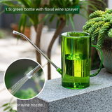 1.5L Green Long Spout Watering Can with Shower Head - Clear Plastic Indoor Plant Waterer for Succulents, Balcony Garden, Precise Watering Tool