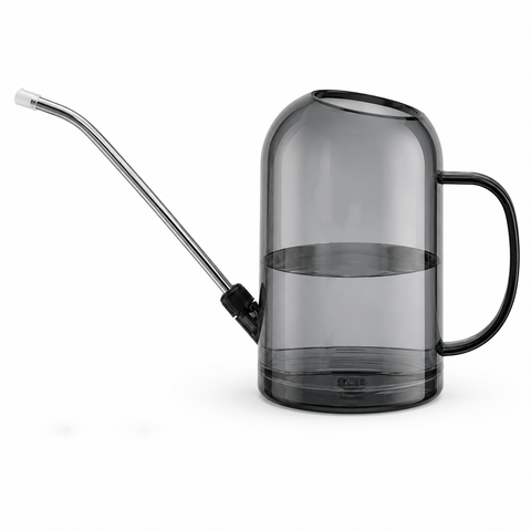 2L Gray Long Spout Watering Can with Shower Head - Clear Plastic Indoor Plant Waterer for Succulents, Balcony Garden, Precise Watering Tool In Australia - Darrahopens