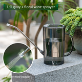 1.5L Gray Long Spout Watering Can with Shower Head - Clear Plastic Indoor Plant Waterer for Succulents, Balcony Garden, Precise Watering Tool