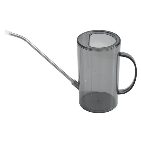 1L Gray Long Spout Watering Can with Shower Head - Clear Plastic Indoor Plant Waterer for Succulents, Balcony Garden, Precise Watering Tool