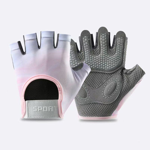 Women and Men Gym Gloves (Purple-Pink Size S)- Breathable Half Finger Workout Gloves with Wrist Support, Shock Absorbing Non Slip Weight Lifting Gloves for Fitness