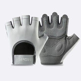 Women and Men Gym Gloves (Gray Size S)- Breathable Half Finger Workout Gloves with Wrist Support, Shock Absorbing Non Slip Weight Lifting Gloves for Fitness