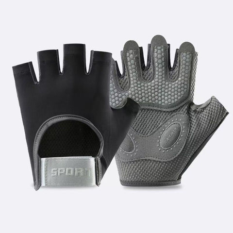 Women and Men Gym Gloves (Black Size M)- Breathable Half Finger Workout Gloves with Wrist Support, Shock Absorbing Non Slip Weight Lifting Gloves for Fitness
