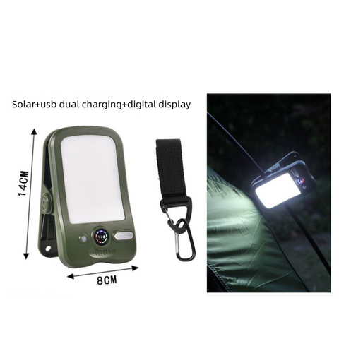 Solar Camping Lantern with Clip Green- 2000mAh USB and Solar Rechargeable, Waterproof Portable Tent Light with Digital Display for Outdoor Hiking Emergency In Australia - Darrahopens