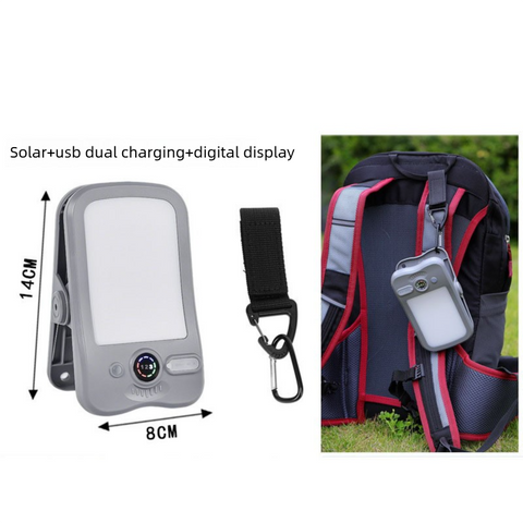 Solar Camping Lantern with Clip Grey- 2000mAh USB and Solar Rechargeable, Waterproof Portable Tent Light with Digital Display for Outdoor Hiking Emergency In Australia - Darrahopens